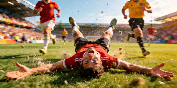 足球比赛中球员滑稽摔倒的搞笑瞬间